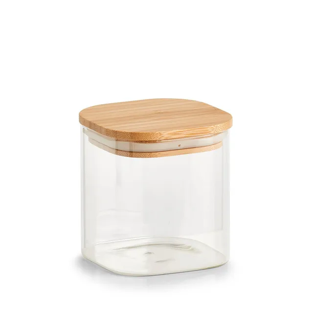 zeller-present-k-che-vorratsglas-bambusdeckel-640-ml-eckig image 1