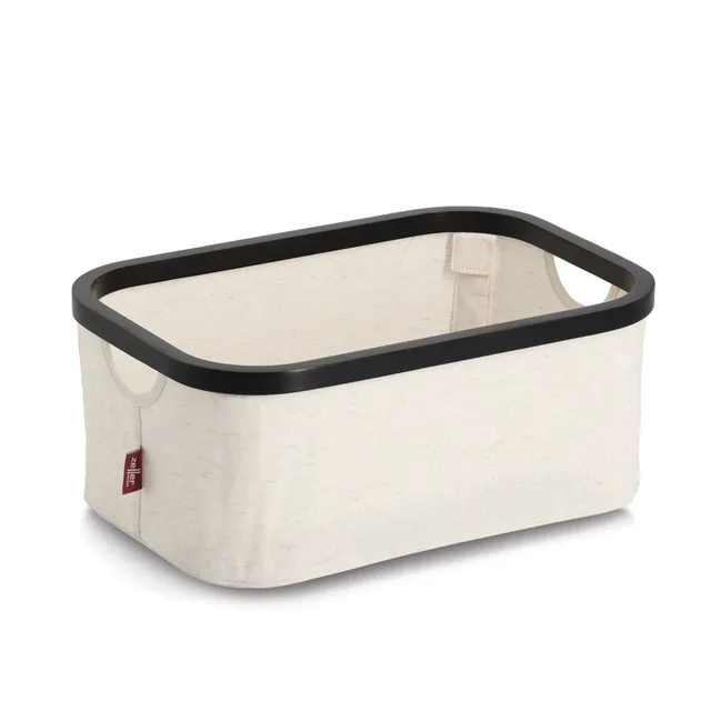 zeller-present-aufbewahrungskorb-polyester-bambus-creme-faltbar image 1