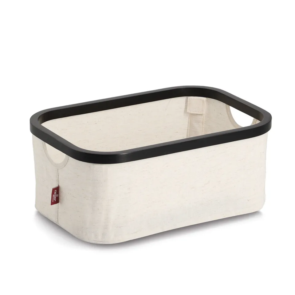 zeller-present-aufbewahrungskorb-polyester-bambus-creme-faltbar image 1