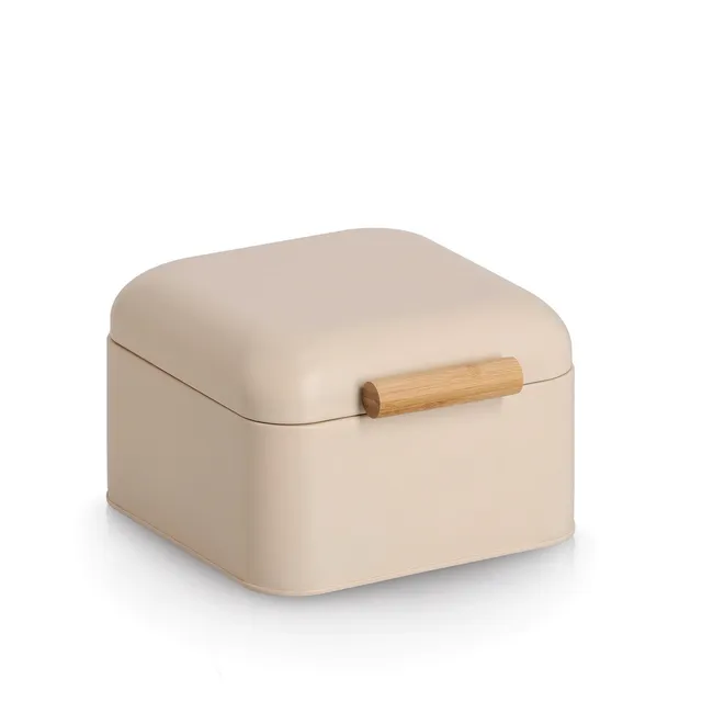 zeller-present-k-che-brotkasten-metall-bambus-beige-retro image 1