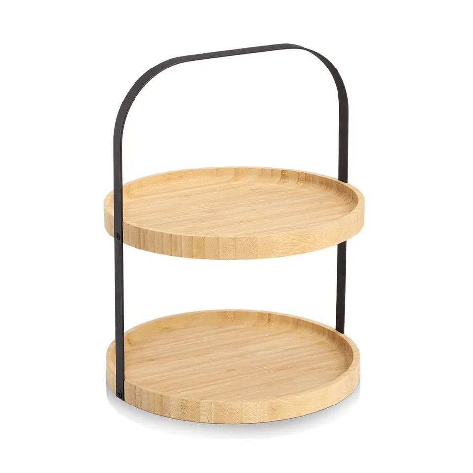 zeller-table-etagere-bambus-metall-schwarz-2-etagig image 1