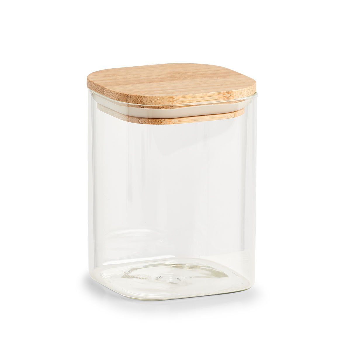 zeller-k-che-vorratsglas-eckig-900-ml-mit-bambusdeckel image 1