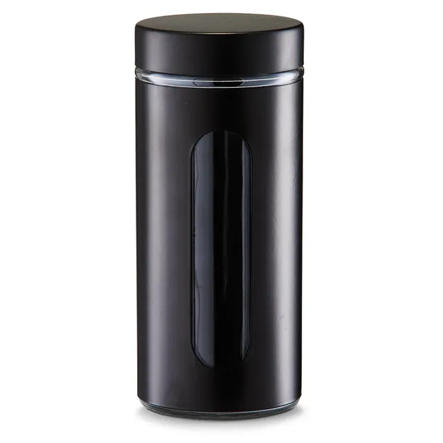 zeller-present-k-che-vorratsglas-1200-ml-schwarz-mit-schraubdeckel image 1