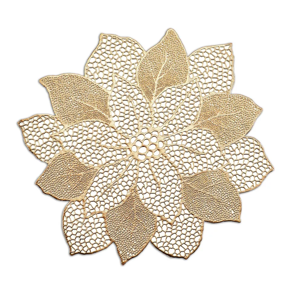 zeller-present-table-platzset-flower-kunststoff-gold image 1