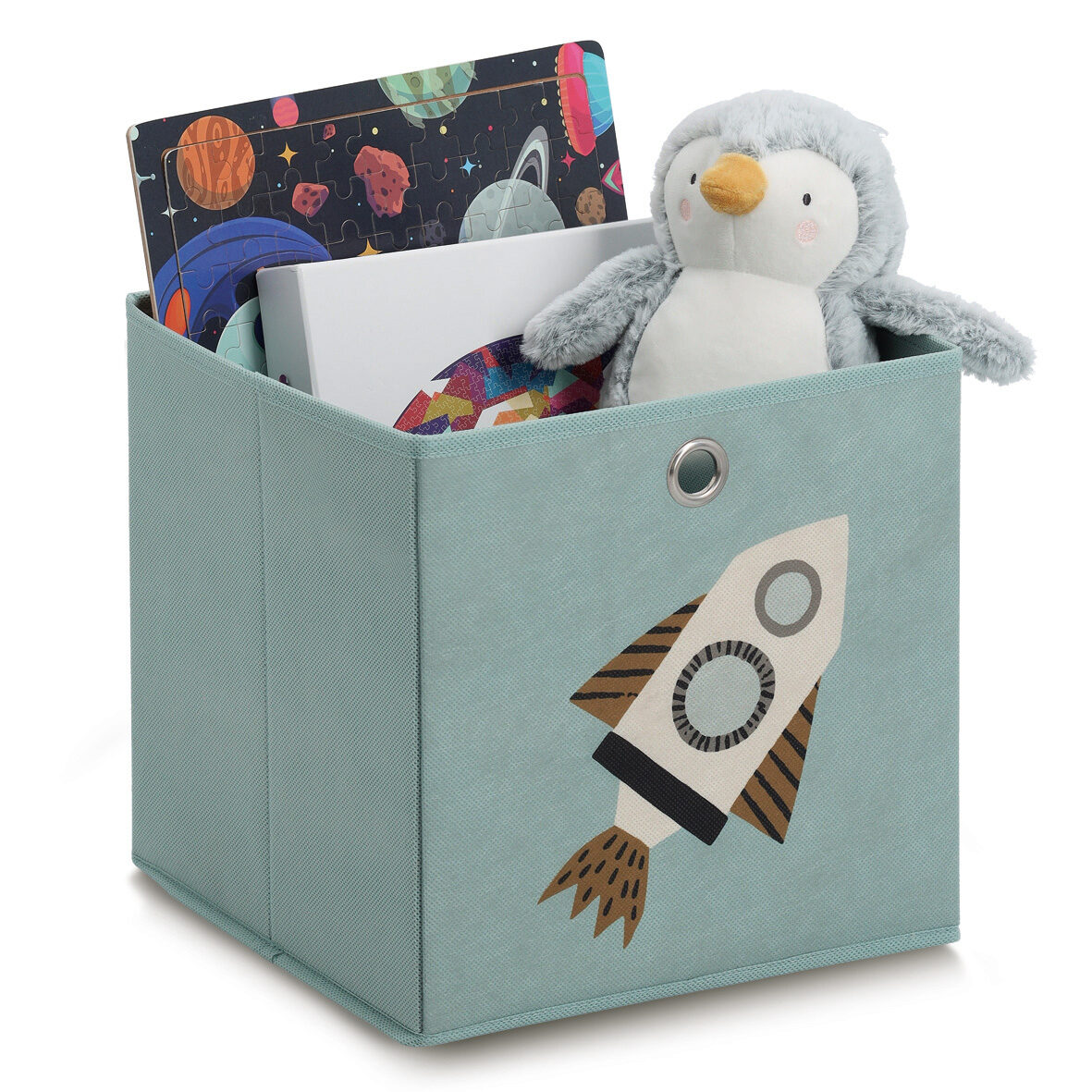 zeller-present-aufbewahrungsbox-rocket-vlies-petrol-kinderbox image 4