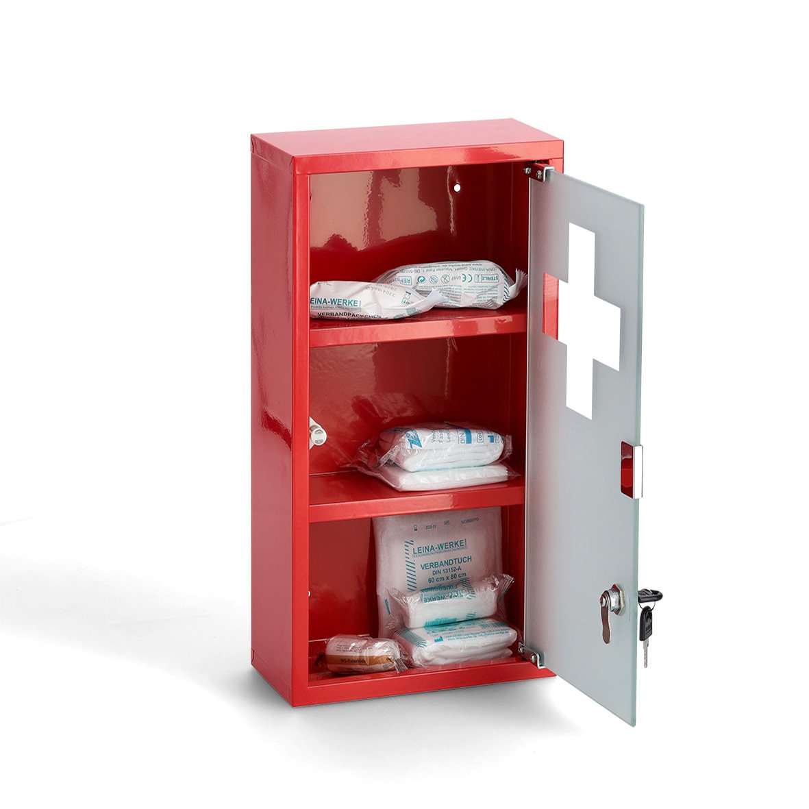 zeller-present-k-che-medizinschrank-metall-glas-rot-h-ngeschrank image 2