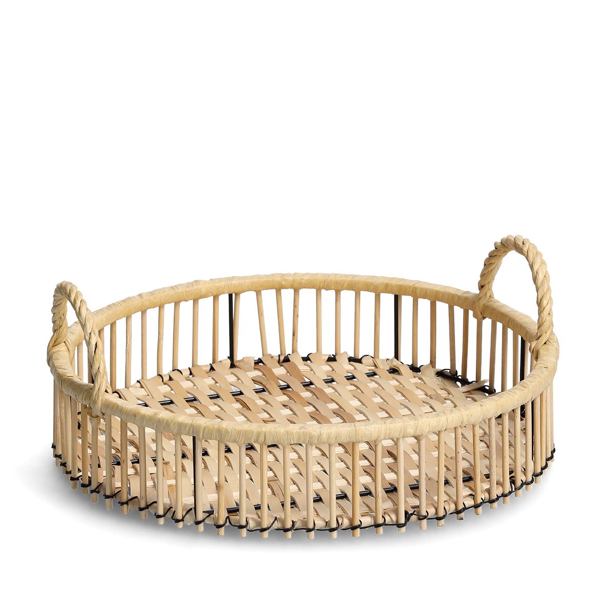 zeller-present-rattan-dekotablett-metall-32-cm-schwarz image 1