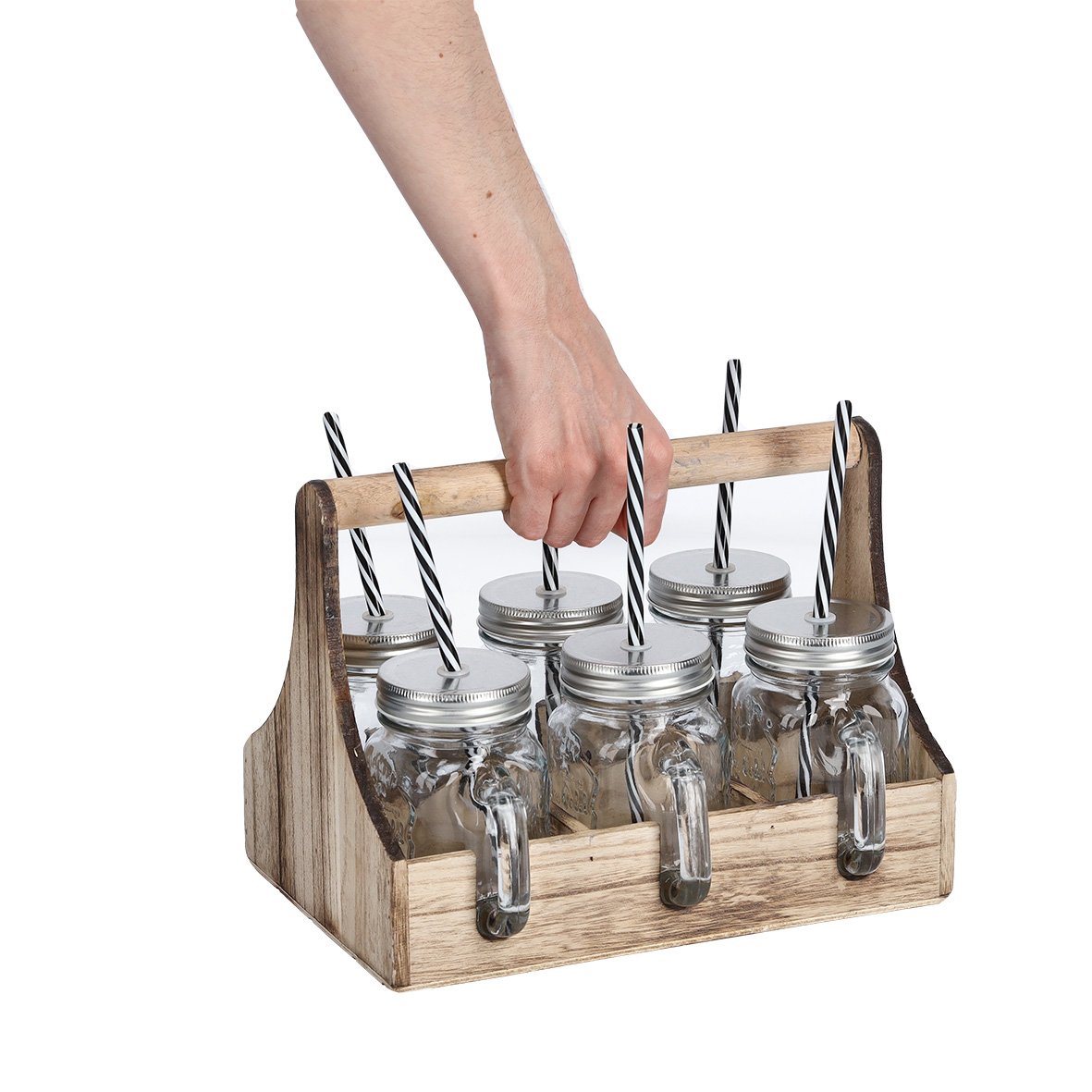zeller-present-k-che-trinkgl-ser-set-7-tlg-glas-holz-mit-strohhalm image 4
