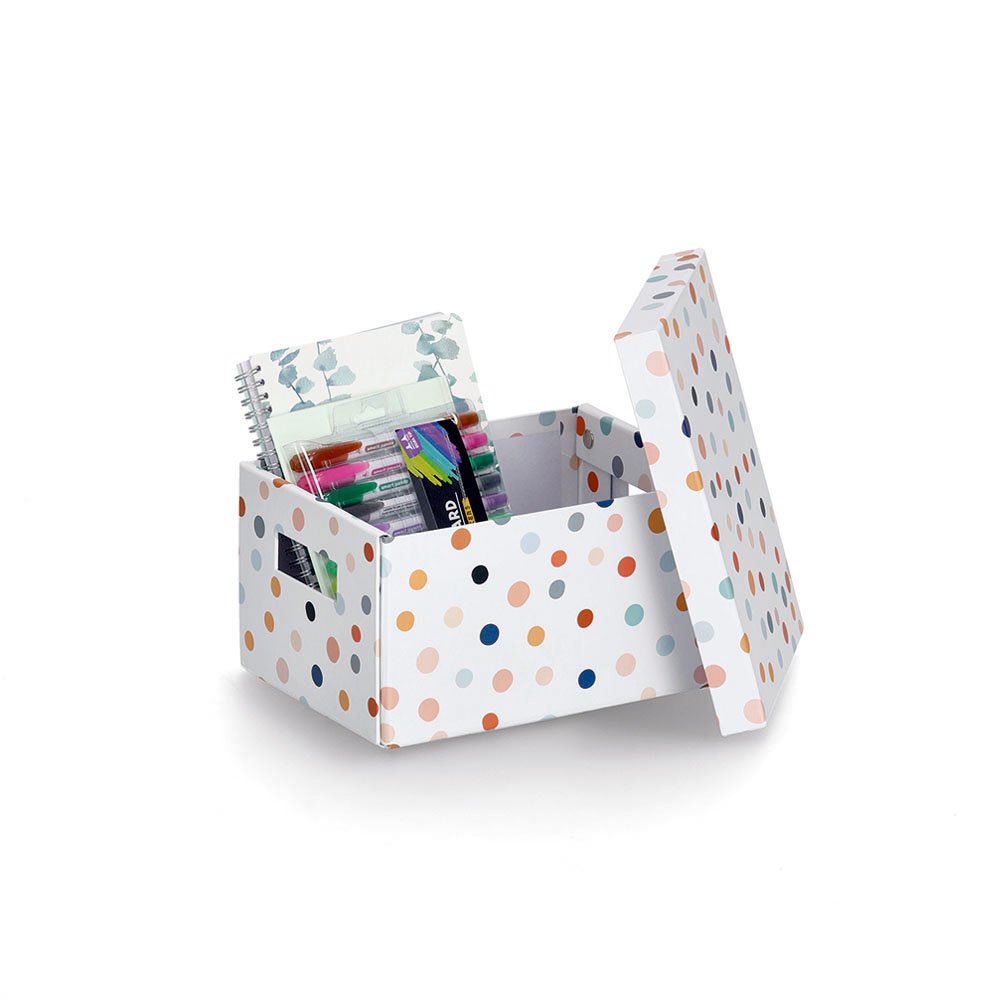 zeller-present-home-living-dots-aufbewahrungsbox-karton-bunt image 2