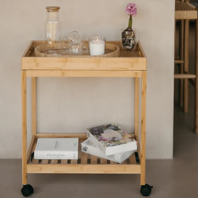 andrea-house-cocina-servierwagen-bambus-mit-tablett image 1
