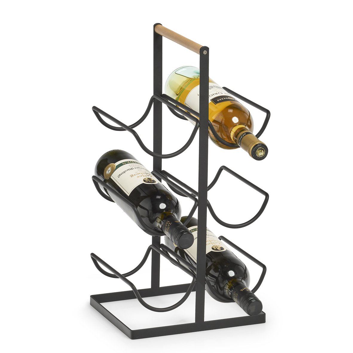 zeller-present-weinregal-6-flaschen-metall-holz-schwarz-industrial image 2