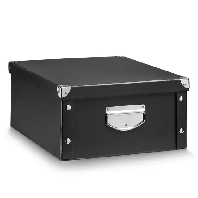 zeller-present-home-living-aufbewahrungsbox-pappe-schwarz-mit-deckel image 1