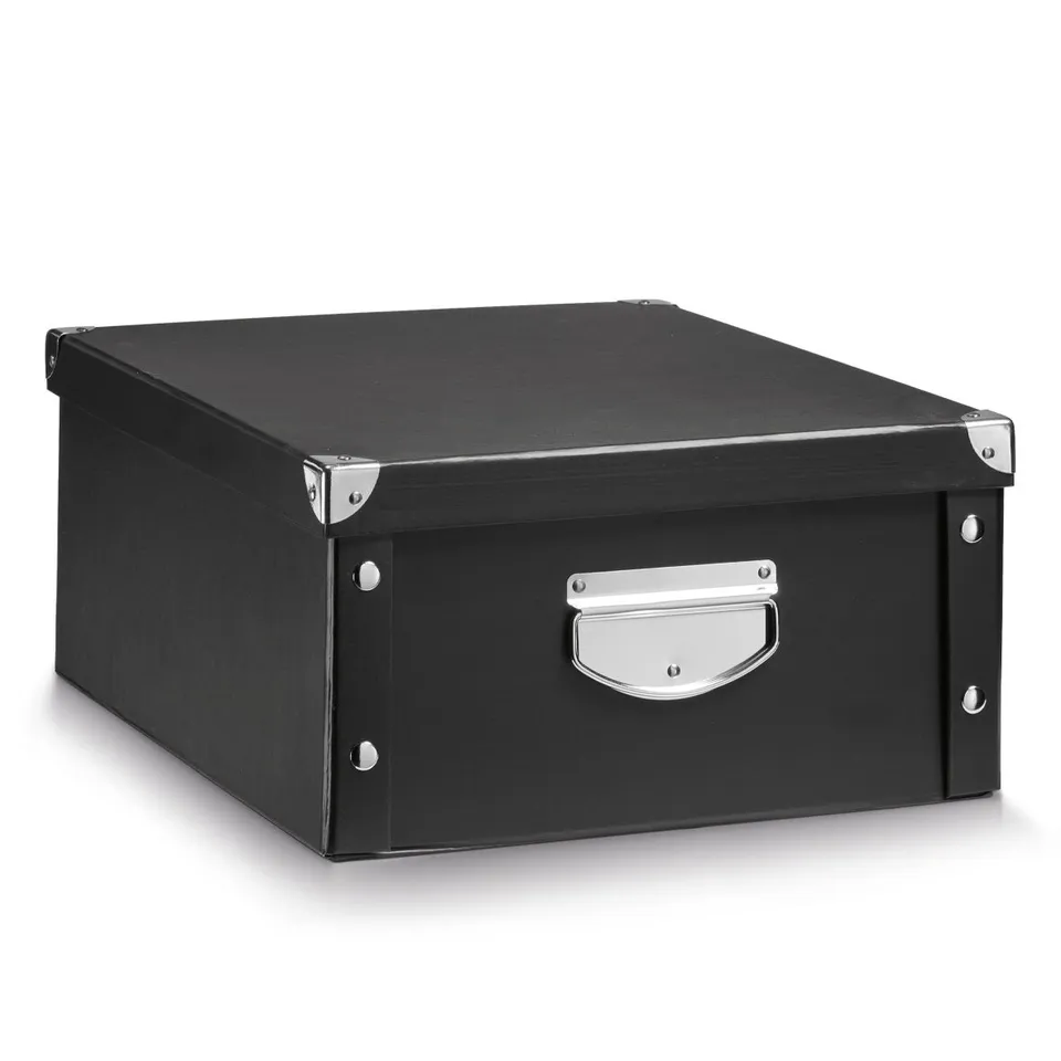 zeller-present-home-living-aufbewahrungsbox-pappe-schwarz-mit-deckel image 1