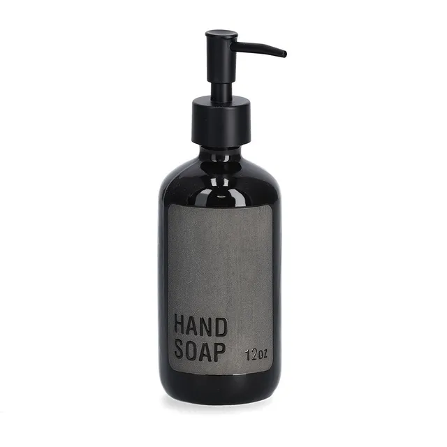 zeller-present-bad-handsoap-seifenspender-steingut-schwarz-340-ml image 1