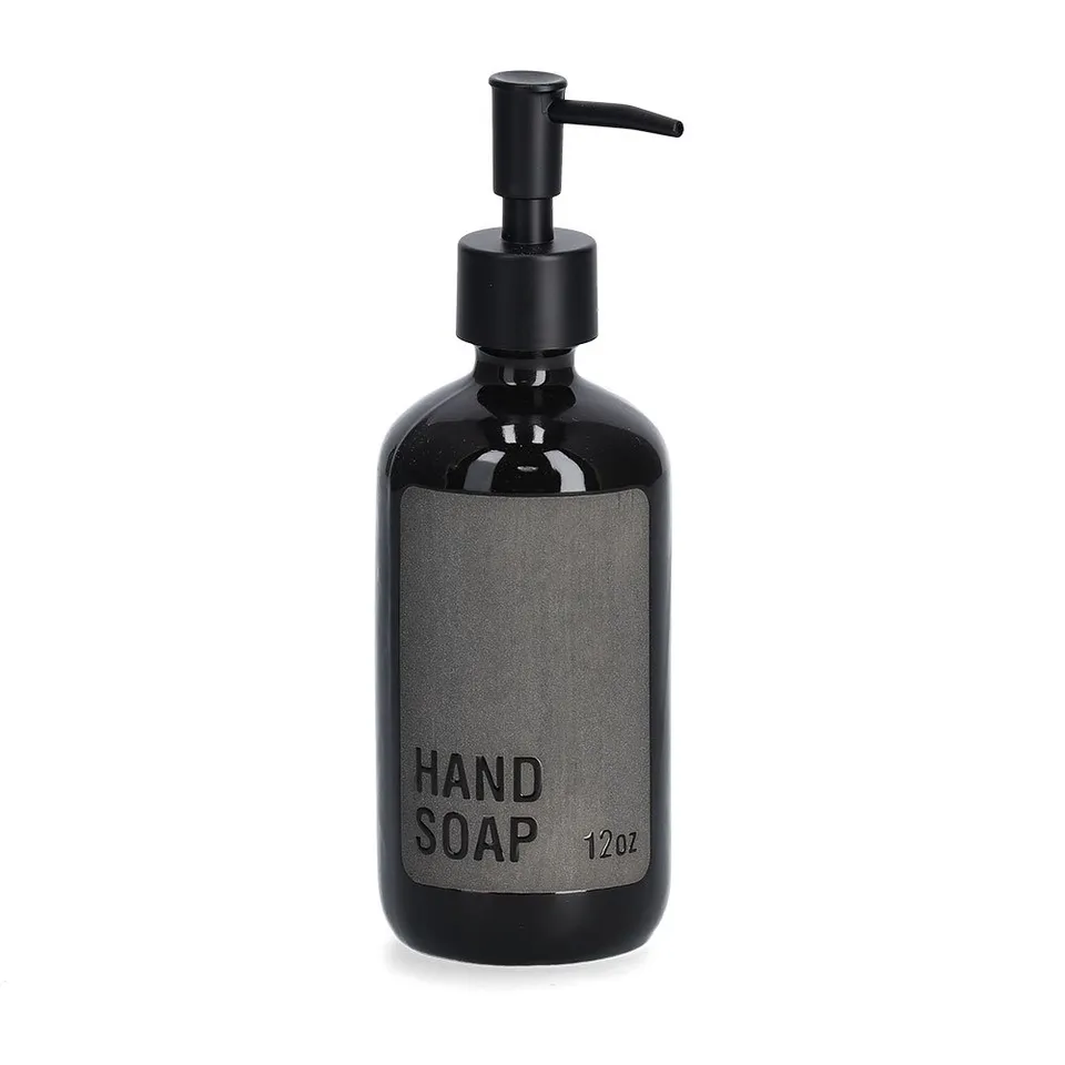 zeller-present-bad-handsoap-seifenspender-steingut-schwarz-340-ml image 1