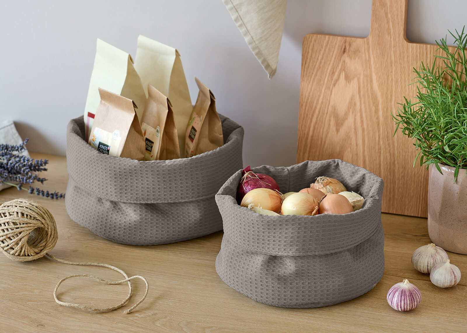 zeller-present-aufbewahrungskorb-waffelpiqu-taupe-polyester image 6