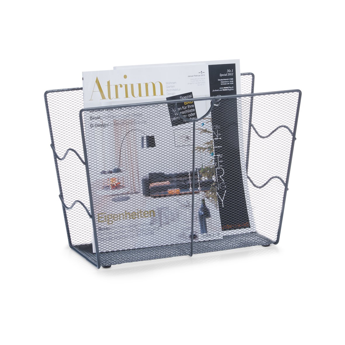 zeller-present-home-living-zeitungsst-nder-mesh-anthrazit-drahtmetall image 2