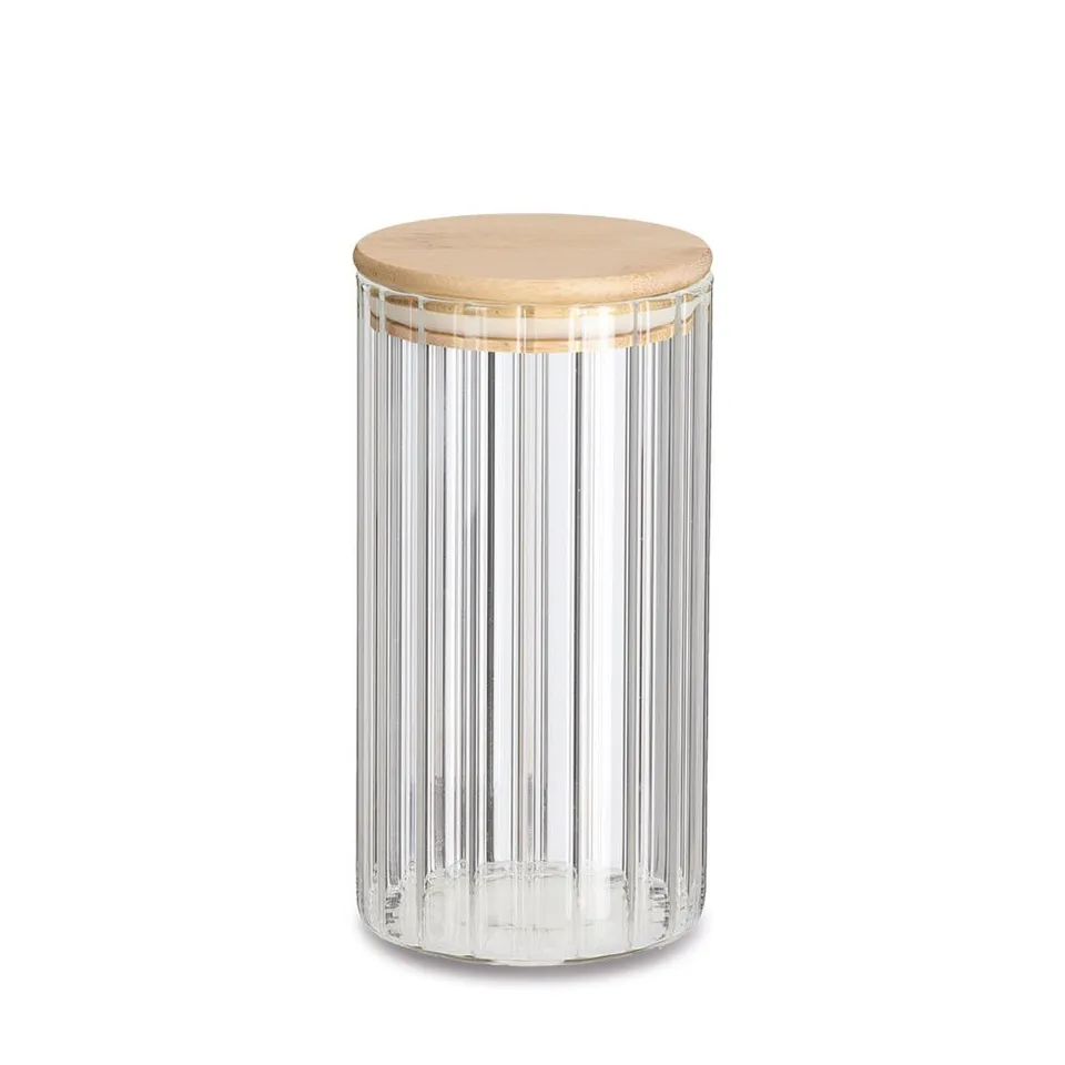 zeller-present-k-che-vorratsglas-rillen-bambusdeckel-850-ml-glas image 1