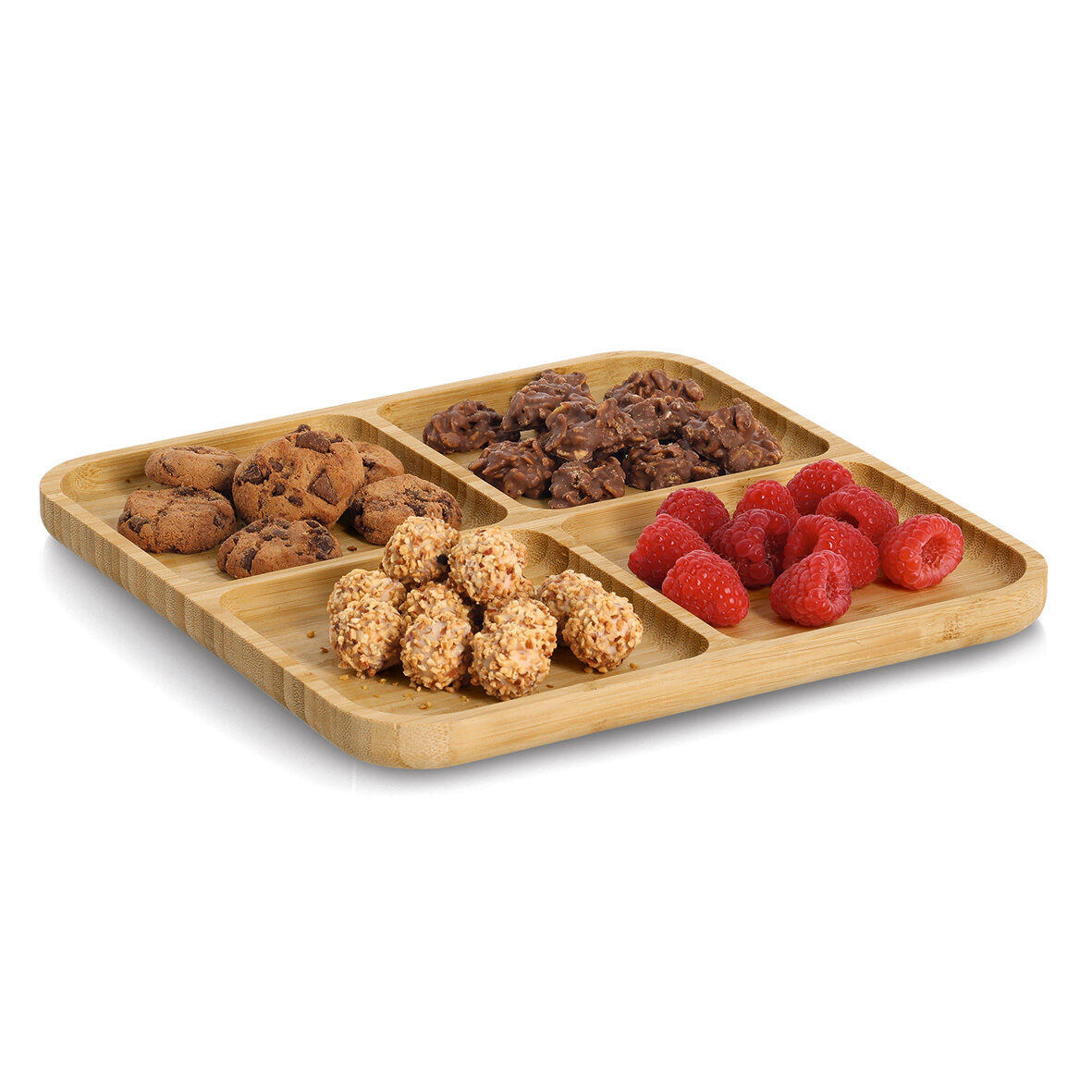 zeller-present-k-che-snackteller-bambus-eckig-4-f-cher image 2
