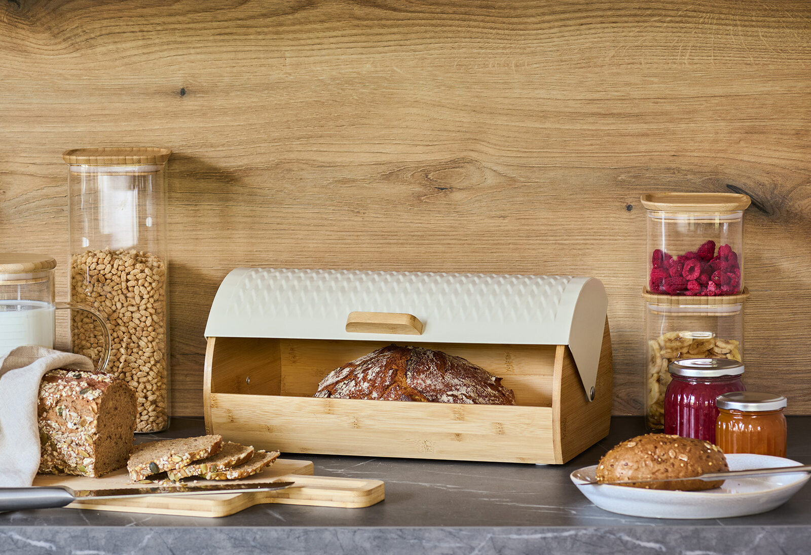 zeller-present-brotkasten-bambus-metall-creme image 3
