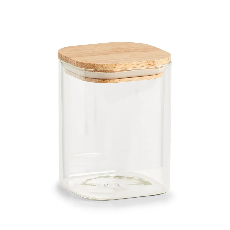 zeller-k-che-vorratsglas-eckig-900-ml-mit-bambusdeckel image 1