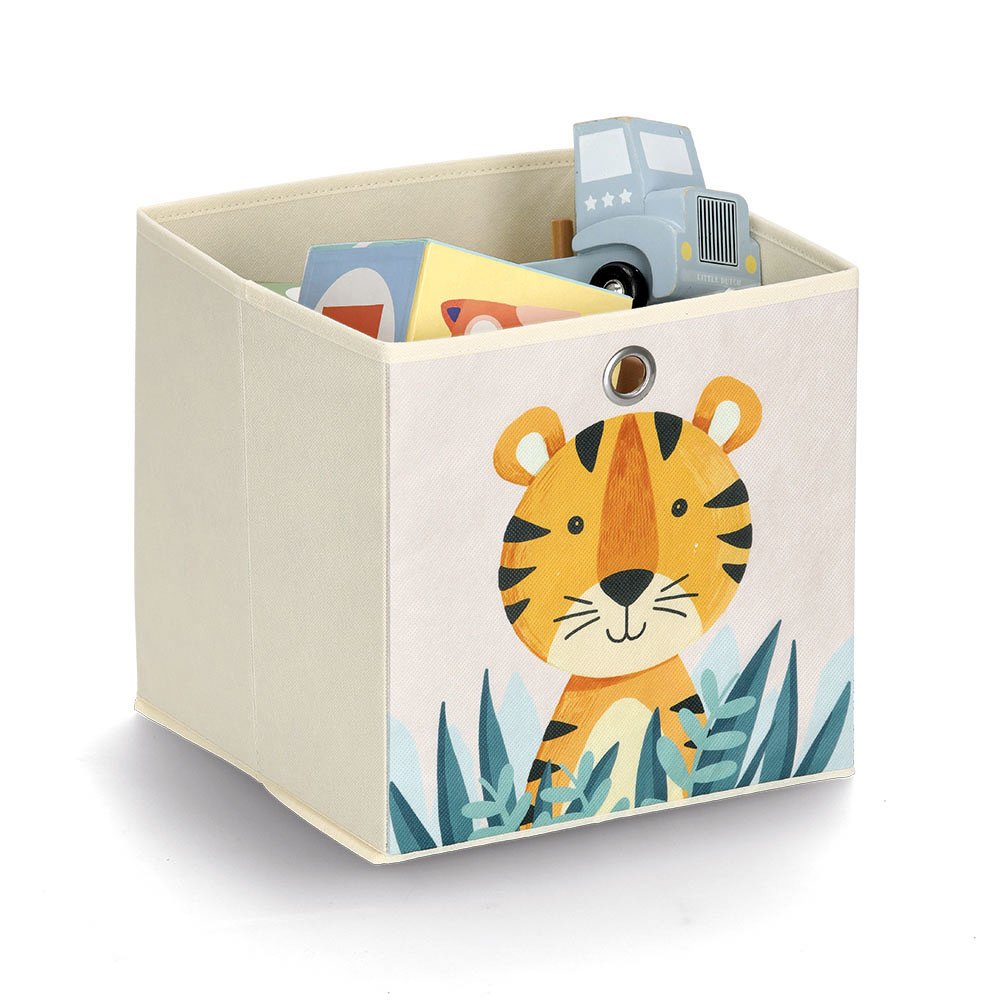 zeller-present-aufbewahrungsbox-tiger-vlies-beige-28x28x28 image 2