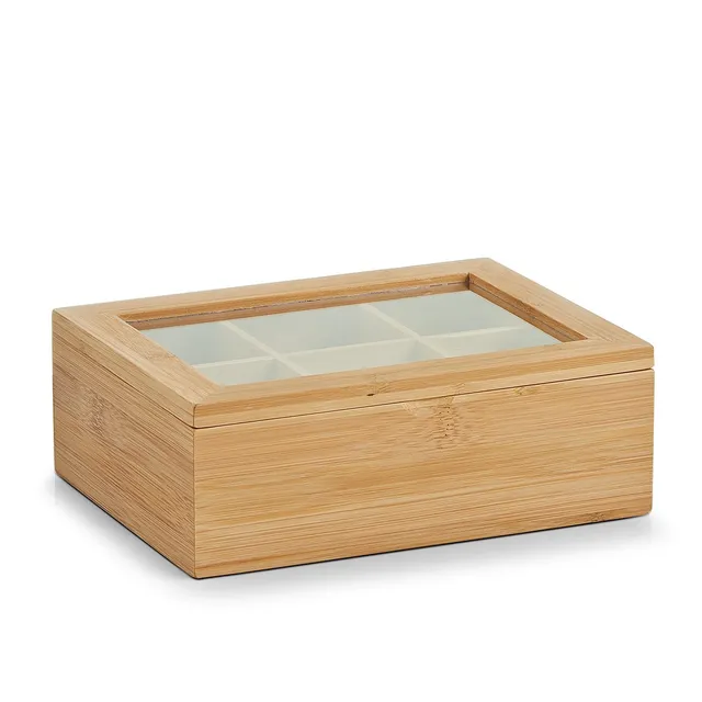 zeller-k-che-teebeutelbox-bambus-acryl-mit-deckel-aromadicht image 1