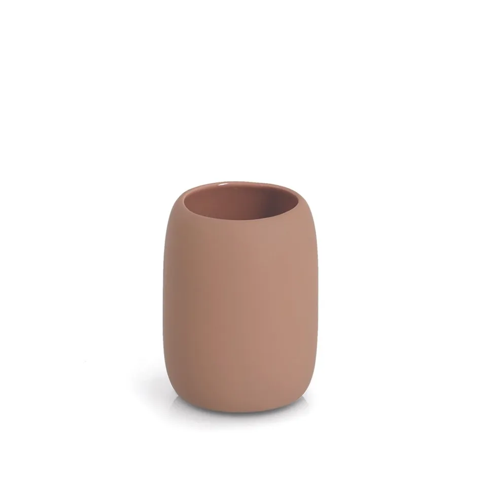 zeller-present-bad-zahnputzbecher-keramik-mocca-soft-touch-zahnbecher image 1