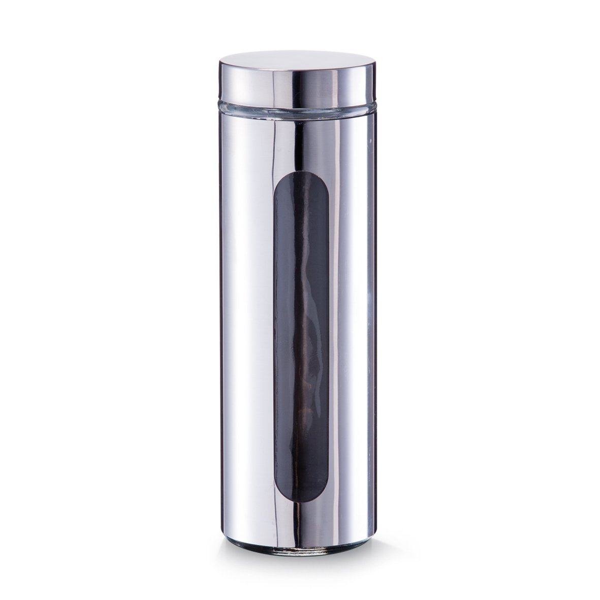zeller-present-k-che-vorratsglas-1600-ml-edelstahldeckel-glas image 1