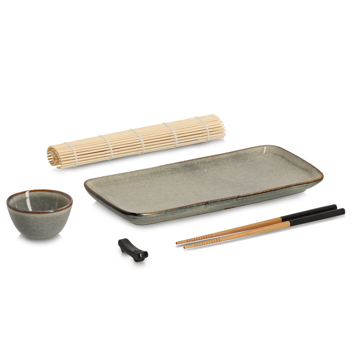zeller-home-living-sushi-set-5-tlg-steingut-bambus image 2