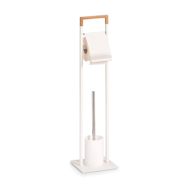 zeller-present-bad-wc-garnitur-wei-metall-bambus-freistehend image 1