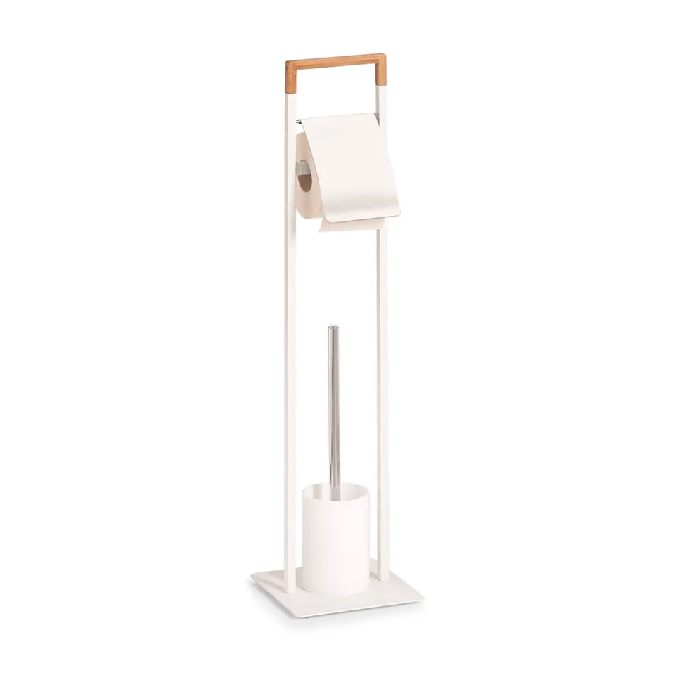 zeller-present-bad-wc-garnitur-wei-metall-bambus-freistehend image 1
