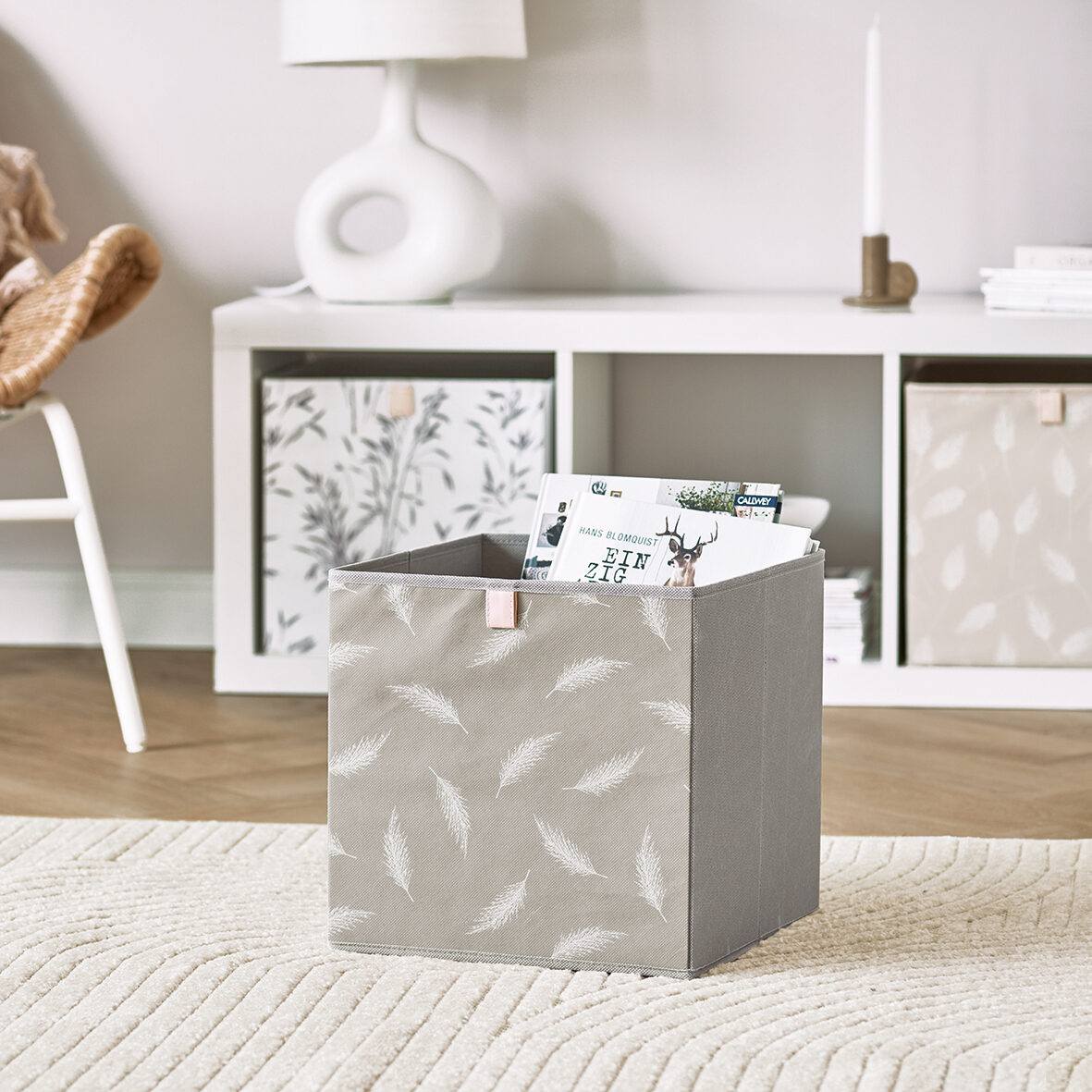 zeller-present-home-living-aufbewahrungsbox-feather-vlies-grau image 5