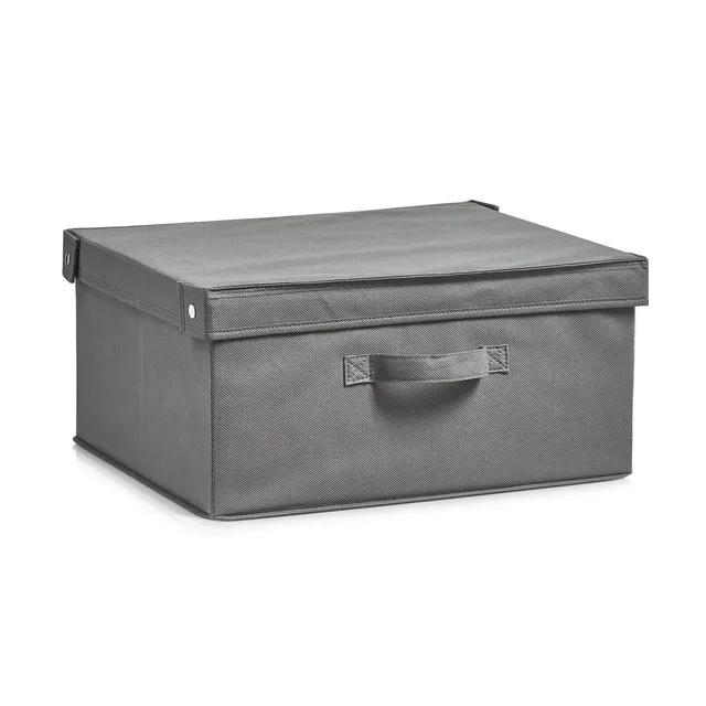 zeller-present-aufbewahrungsbox-vlies-grau-mit-deckel-faltbar image 1