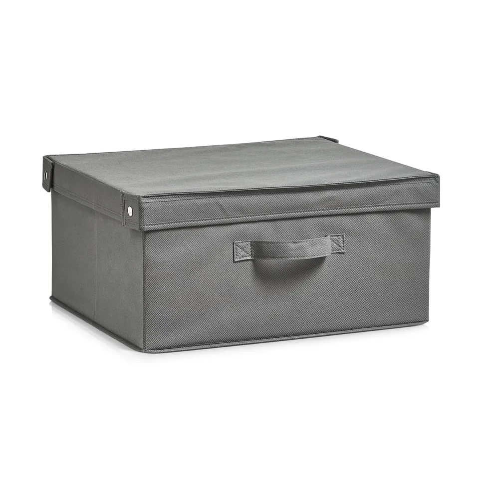 zeller-present-aufbewahrungsbox-vlies-grau-mit-deckel-faltbar image 1