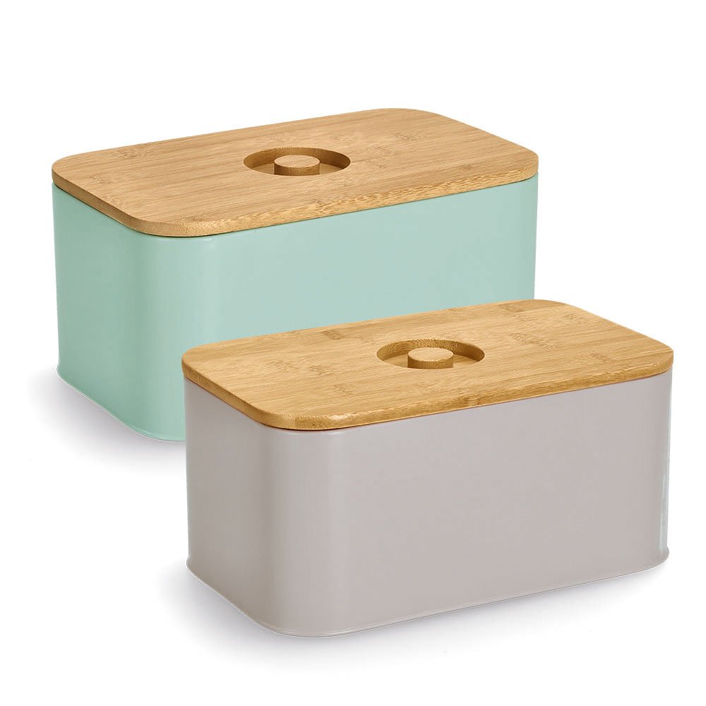zeller-present-k-che-brotkasten-metall-mint-mit-bambusdeckel image 3