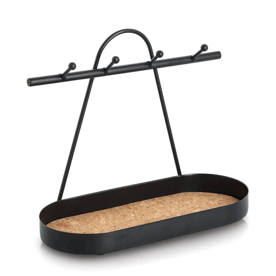 zeller-present-home-living-ablage-haken-metall-kork-schwarz image 1