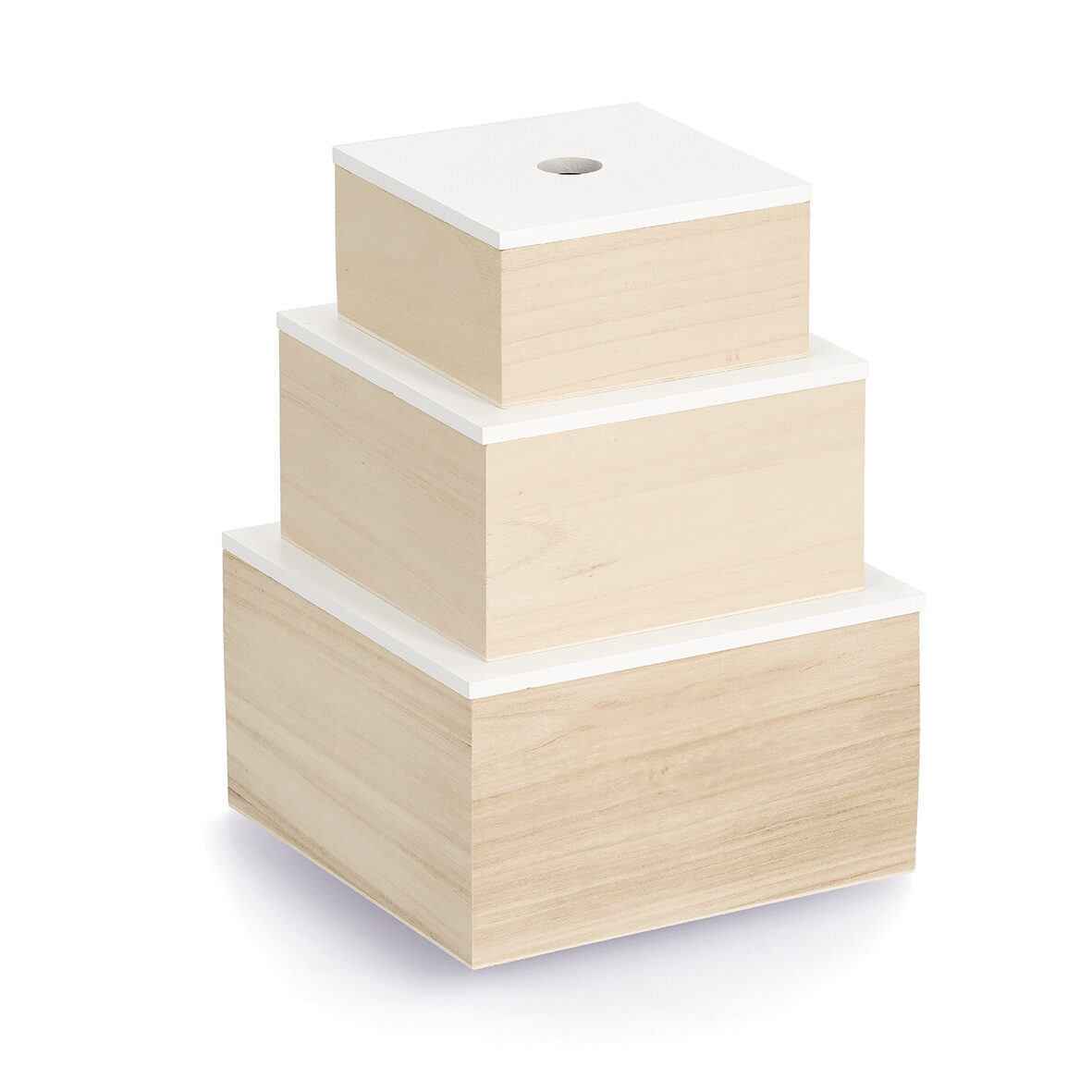 zeller-present-home-living-aufbewahrungsboxen-set-3-tlg-holz-wei-mit-deckel image 2