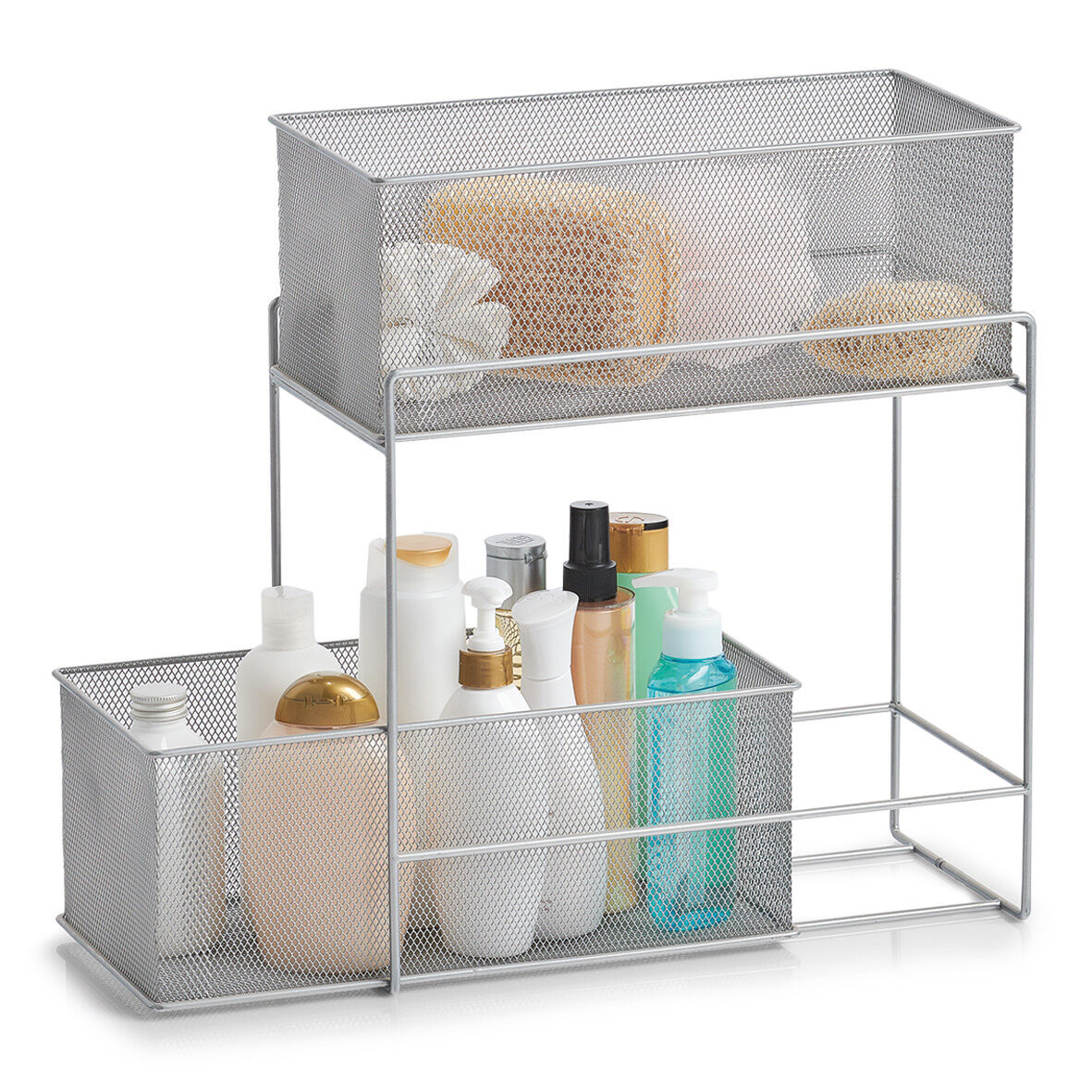 zeller-present-home-etagenregal-mit-2-k-rben-mesh-stahl image 3
