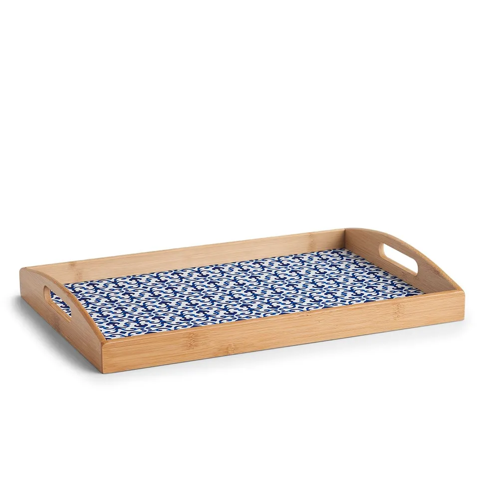 zeller-present-table-marokko-serviertablett-bambus-blau-wei image 1