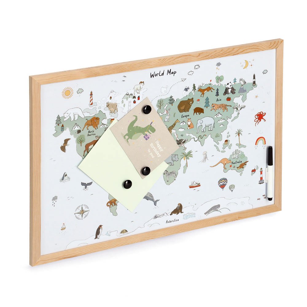 zeller-present-office-magnet-schreibtafel-weltkarte-metall-kiefer image 2