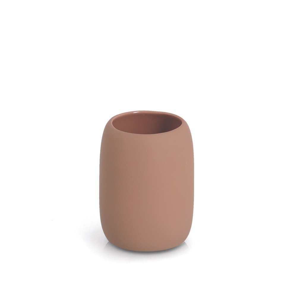zeller-present-bad-zahnputzbecher-keramik-mocca-soft-touch-zahnbecher image 1