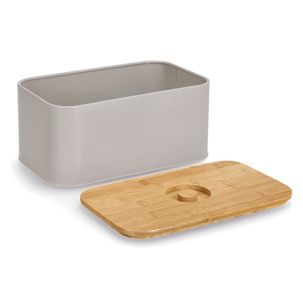 zeller-present-k-che-brotkasten-bambusdeckel-metall-beige image 2