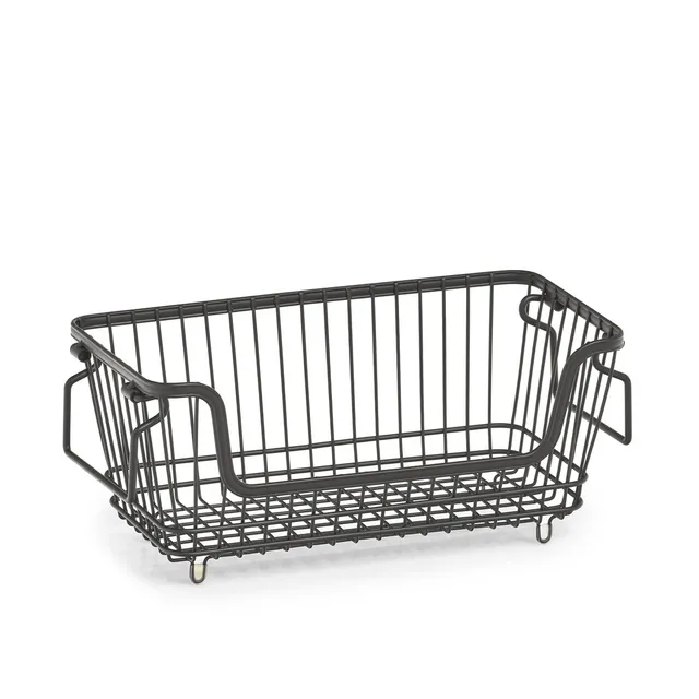 zeller-present-k-che-vorratskorb-stapelbar-metall-schwarz image 1