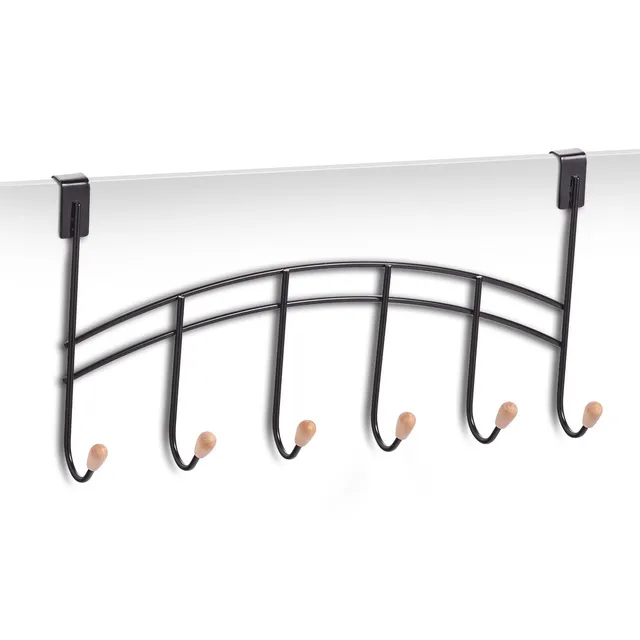 zeller-present-home-living-t-rh-nger-6-haken-metall-holz-schwarz image 1