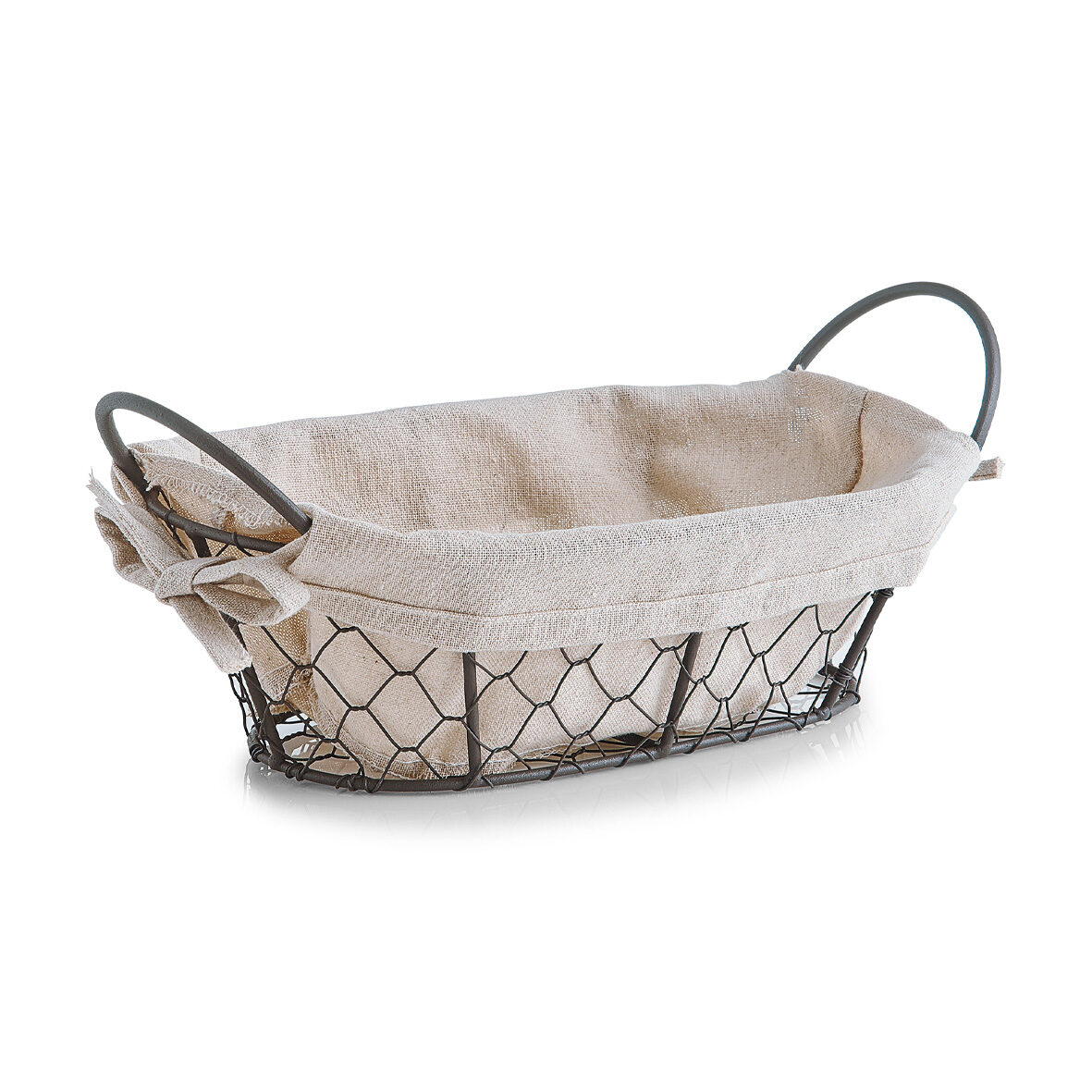 zeller-present-brotkorb-countrystyle-metall-leinen image 1