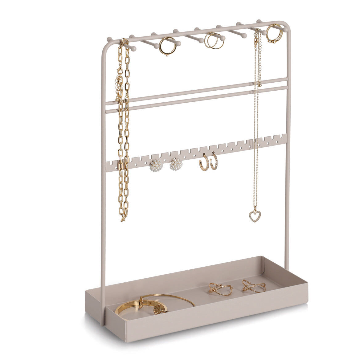 zeller-present-bad-schmuck-organizer-metall-greige-ketten-ringe image 2
