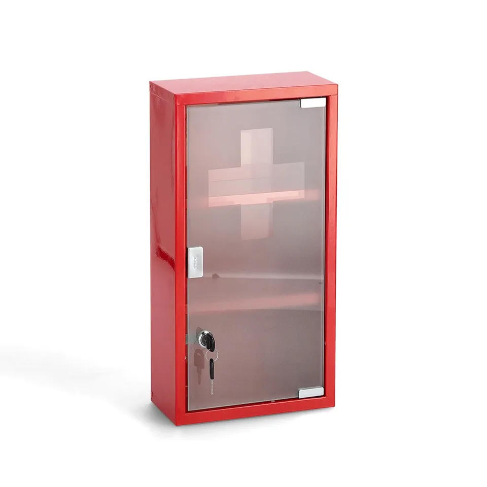 zeller-present-k-che-medizinschrank-metall-glas-rot-h-ngeschrank image 1