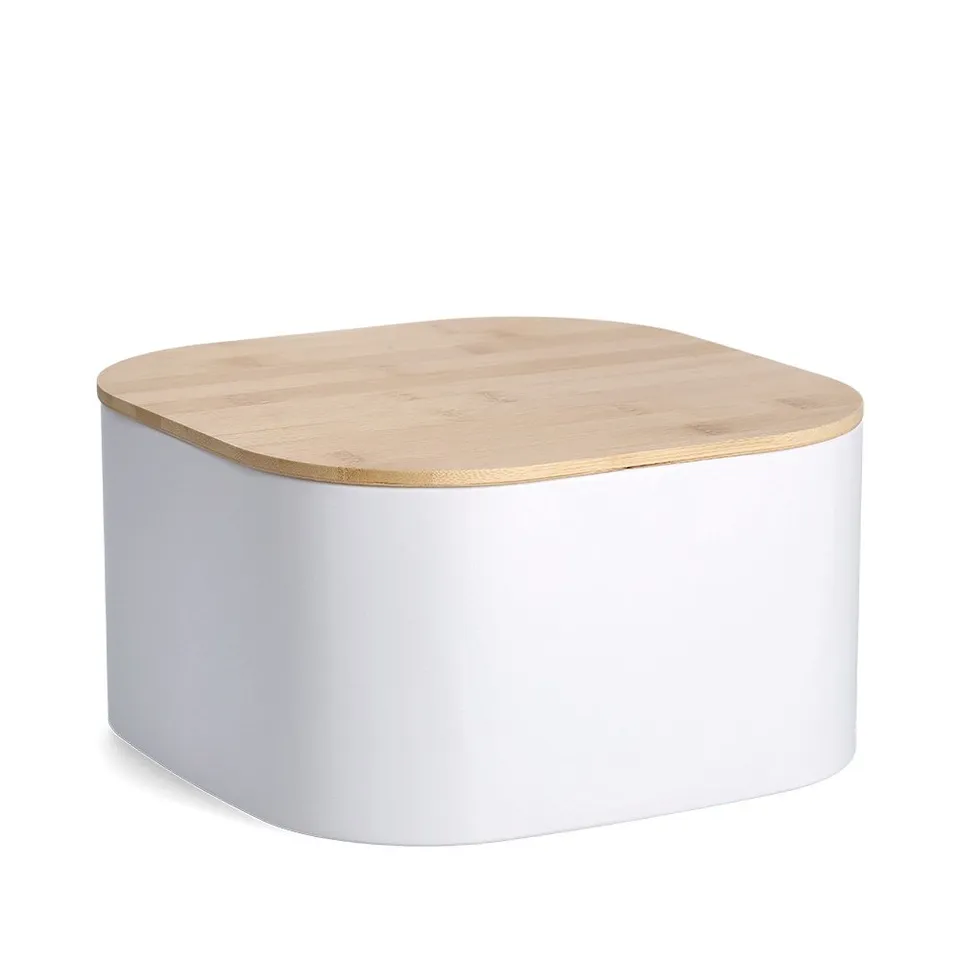 zeller-present-brotkasten-metall-wei-bambusdeckel image 1