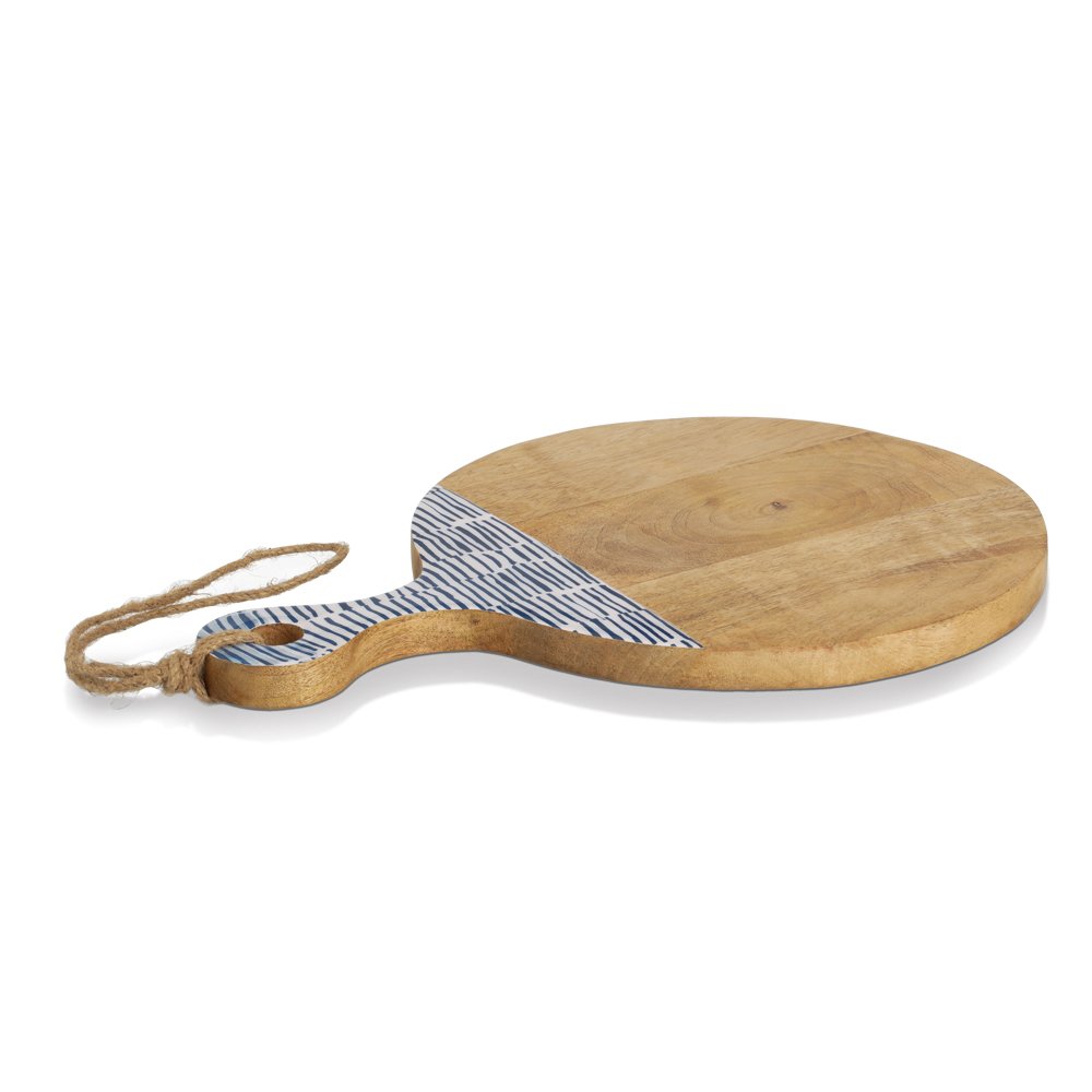 zeller-present-k-che-servierbrett-mangoholz-blau-mit-griff image 1